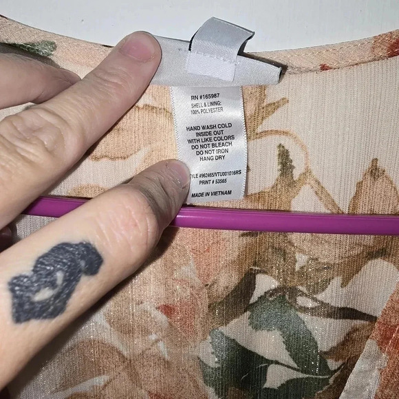 Vintage Alexa B Plus Women Nites 20W Faux Wrap Gown Pink Floral Chiffon Feminine - Picture 8 of 8